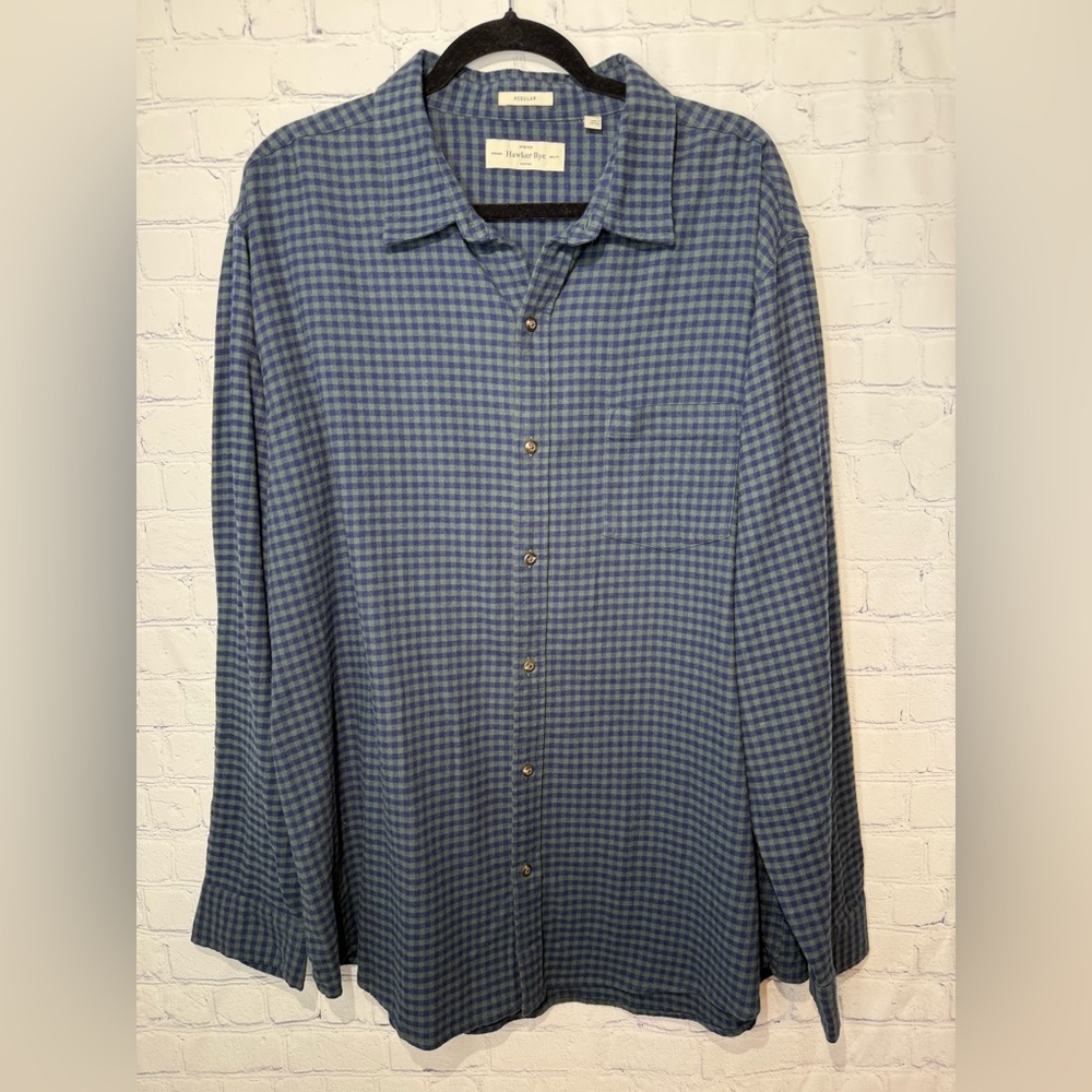 Hawker Rye regular stretch size XXL navy blue & hunter green plaid flannel shirt